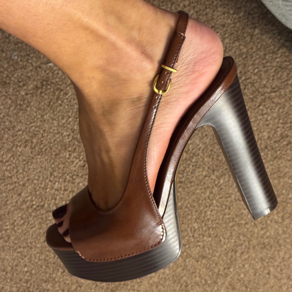Zara brown sling back platform heel - Picture 11 of 11